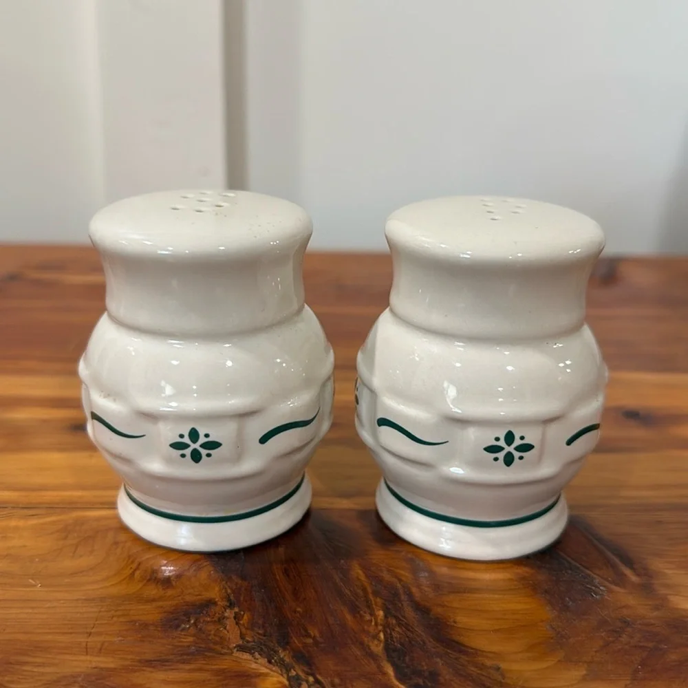 Longaberger Pottery Woven Traditions Salt & Pepper Shakers